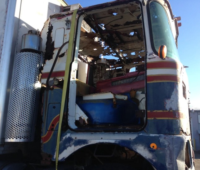 Unrestored Big Red Mack Truck