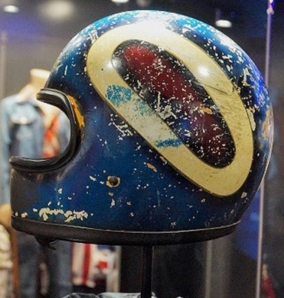 Worn Blue Evel Knievel Stunt Helmet