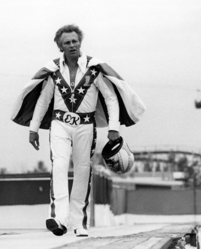 Legendary Daredevil Evel Knievel Walking With Helmet
